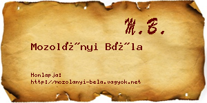 Mozolányi Béla névjegykártya